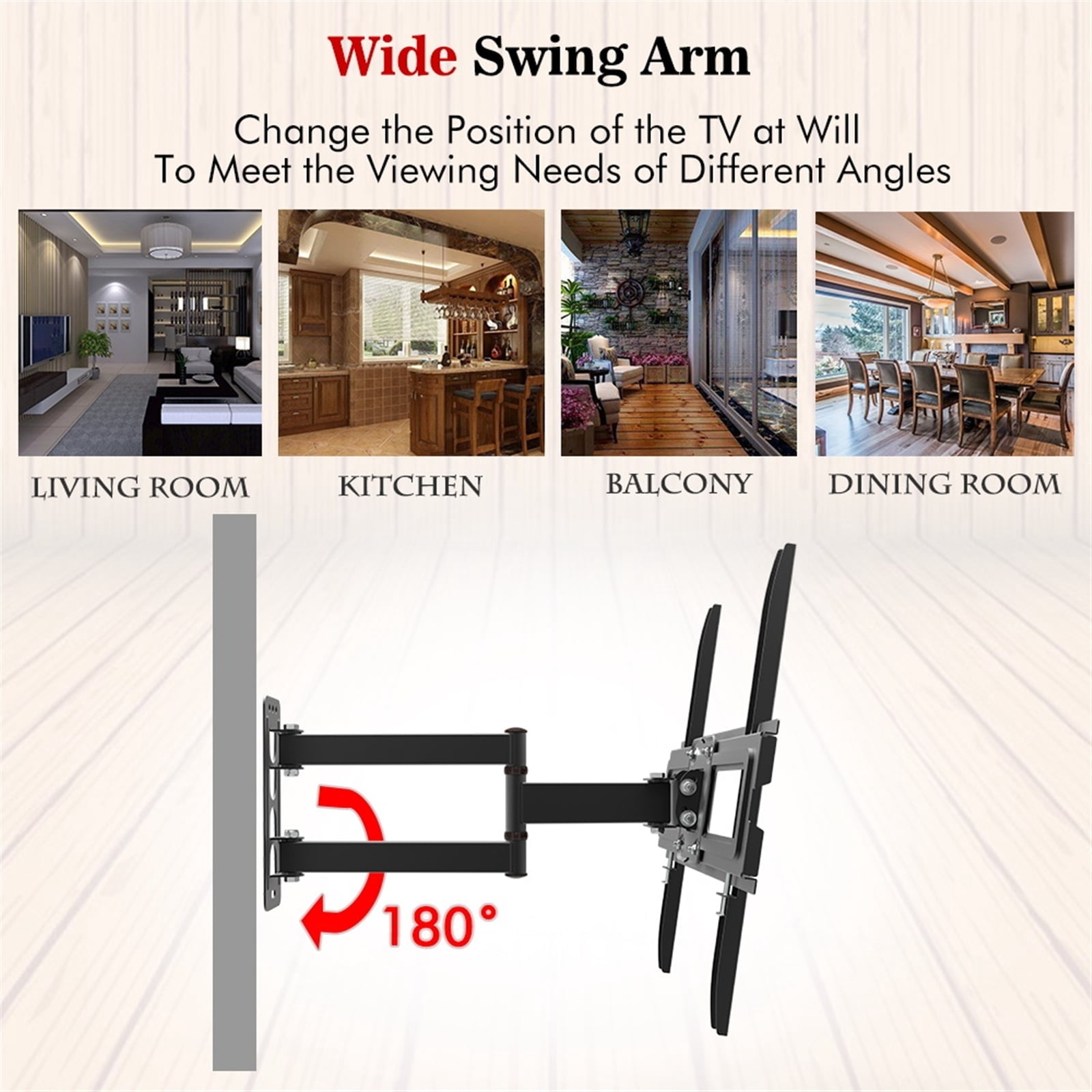 Single Pendulum Small Base TV Stand,TV Wall Mount for 32-65" Inch TV,TV Mount with Tilt, Fits 16inch Studs,Max VESA 400X400 mm