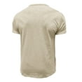 thumbnail image 4 of BLVB Mens Casual Summer Shirts Crewneck Button up Short Sleeve Loose Fitted Wicking Workout Tops Tee Beige, 4 of 4