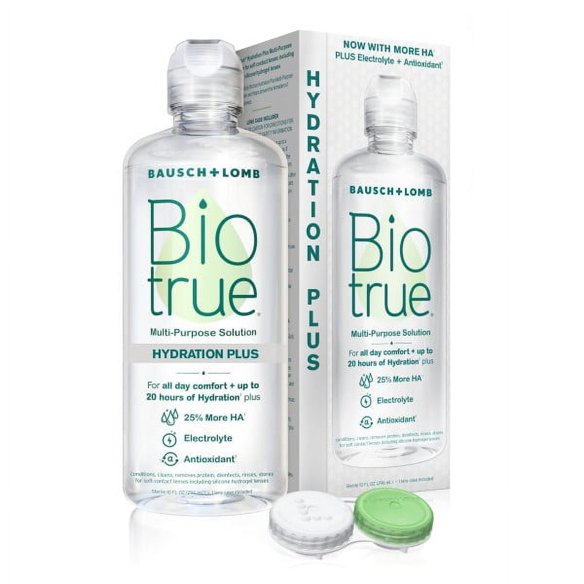 Biotrue Hydration Plus Multi-Purpose Contact Lens Solution and Cleaner For Soft Contacts with Case, 10 fl oz