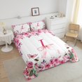 thumbnail image 3 of Initial A-Z Comforter Set,Initial Letter I Bedding Set Full,Floral Bowknot Down Comforter,Romantic Rose Alphabet Reversible Bed Set with 2 Pillowcases for Bedroom, 3 of 6