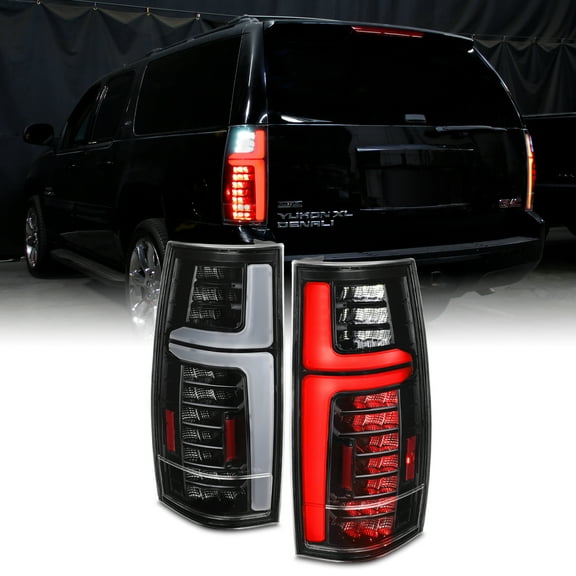 AKKON - Fit 2007-2014 Chevy Tahoe Suburban GMC Yukon 07-14 [Full LED] Tail Lights Rear Lamp Assembly Black Housing