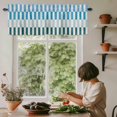 thumbnail image 5 of Ombre Blue Striped Texture Window Valance Curtain Abstract Lines Stitching Rod Pocket Short Curtain for Living Room, Bedroom & Kitchen Window Decor 42x18in, 5 of 8