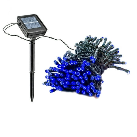 2 Pack 39 Foot Solar Outdoor Christmas Holiday String Lights with 100 Blue LED - Walmart.com