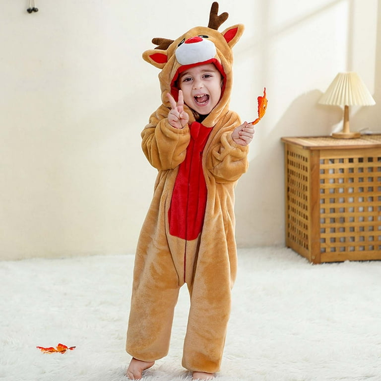YeJammarp Halloween Toddler Onesies Long Sleeves Cute Flannel Jumpsuit Animal Hoodie Kids Dress Up Clothes Role-Play Party Yellow, 3 M, Girl's, Size:
