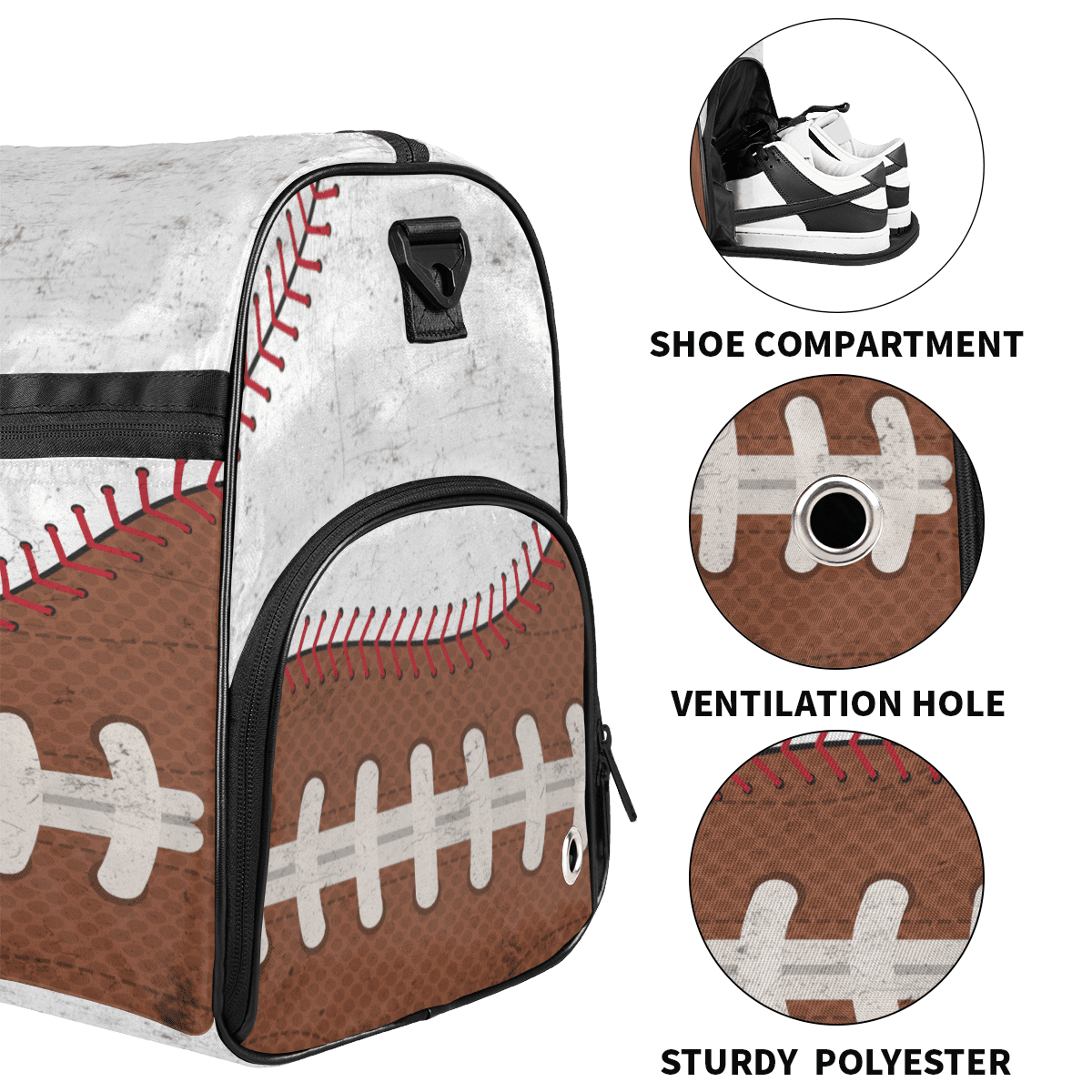 Large Capacity Gym Bag for Men,44L Water-Resistant Bassball Sports Duffel with Separate Shoe Compartments, Multi-Pocket Travel Training Bag