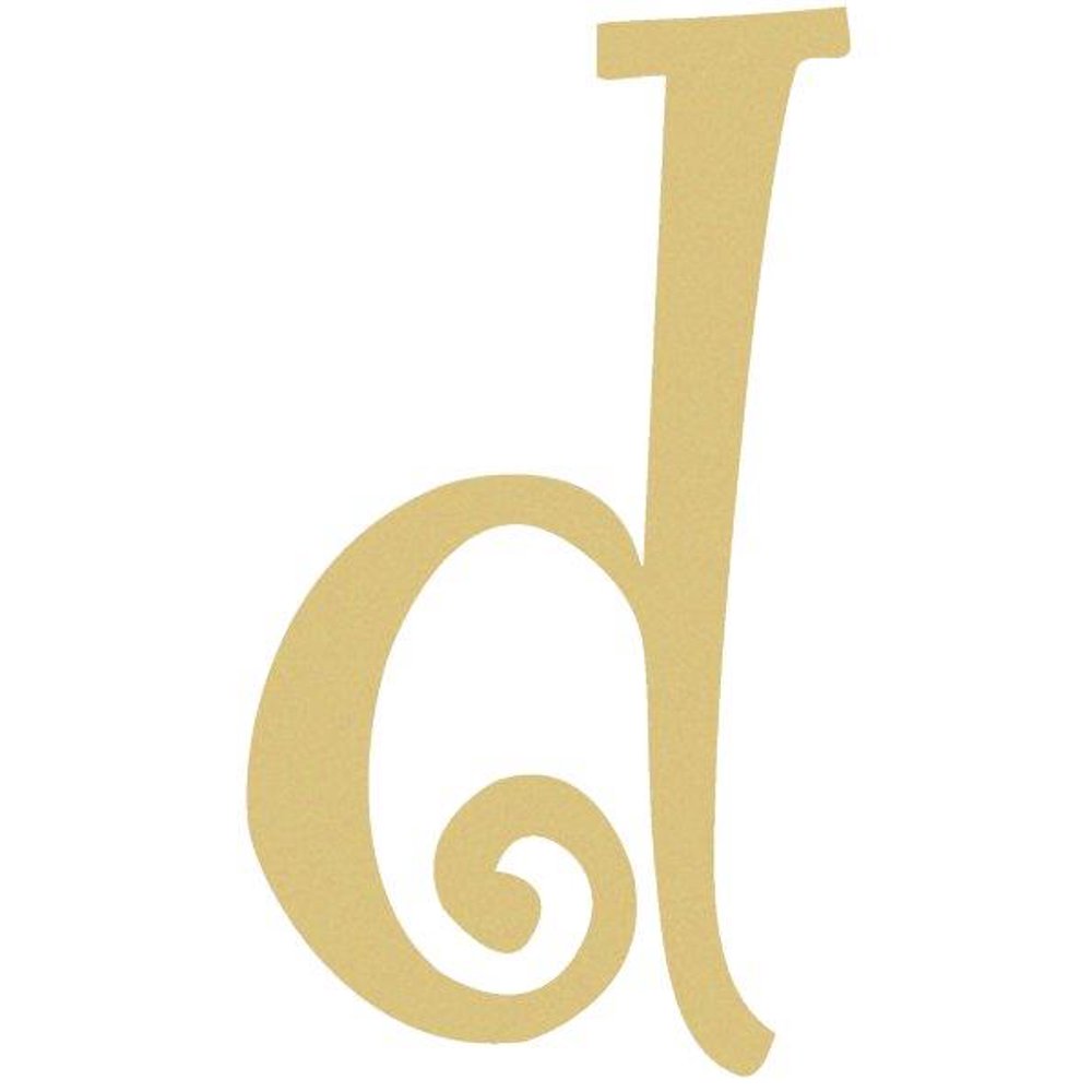 Wood Cursive Letter Lowercase Curlz d 18'' Unfinished Paintable Letter