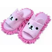 1 Pair Detachable Mop Slippers Shoes Microfiber Chenille Comfortable Floor Clean Dusting Slippers for Kitchen Bathroom (Pink)