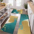 thumbnail image 2 of Teal and Gold Marble Wavy Lines Pattern Kitchen Rugs Sets Of 3,Kitchen Runner Rugs Non Skid Washable,Decorative Kitchen Floor Mats for Kitchen,Sink,Laundry,17"x30"+ 17"x47" + 17"x59", 2 of 6