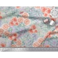 thumbnail image 2 of Soimoi Pink Poly Georgette Fabric Leaves & Rose Flower Print Sewing Fabric BTY 52 Inch Wide, 2 of 3