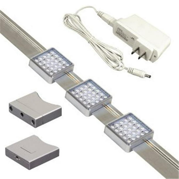 Jesco Éclairage KIT-SD131-TR3-A 3-Light Orionis 3ft Carré LED Piste Kit&44; Argent
