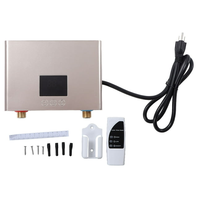 Chauffe-eau Sans Réservoir Chauffage Rapide Mini Doré Chauffe-Eau Électrique Sans Réservoir pour Cuisine Toilette Prise US 110V