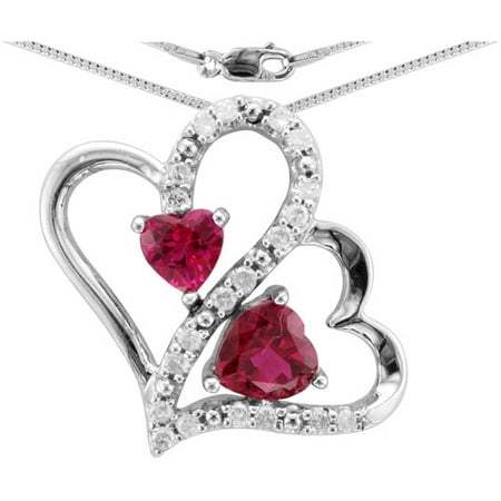 Heart 2 Heart 1/10 Carat T.W. Diamond Sterling Silver Floating Pendant with Chain