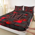 thumbnail image 4 of Erosebridal Personalized Initial M Full Size Sheets 4-Piece For Teens Adults,Boys Girls Geometric Plaid Bed Sheets, 4 of 5