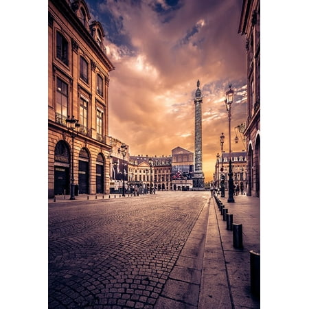 MOHome Polyster 5x7ft Backdrop City View Sunset Photography Background Famous European Street Architectural Landscape Gloomy Cloud Sky Sunset Scene Backdrop Buildings Camera Shoot Studio