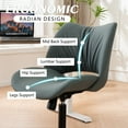 thumbnail image 5 of YOUNIKE Ergonomic Office Chair, Armless Home Chair, Swivel Desk Chair, Curved Back Vanity Chair with Leather Padded Seat, Height Adjustable, Grayish Green, 5 of 8