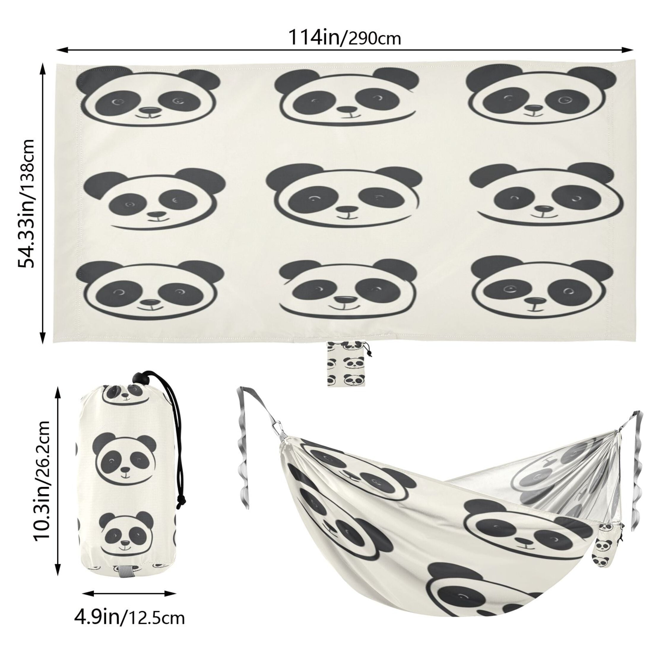 Hammock Camping Hammock Nylon Portable Hammock Travel Camping Hammock Cartoon Cute Panda Face Seamless