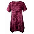 thumbnail image 6 of Short Sleeve Shirts for Women's for Plus Size Tops Casual Summer Clothes Asymmetrical Tunic Blouses Wine Red 4XL, 6 of 7
