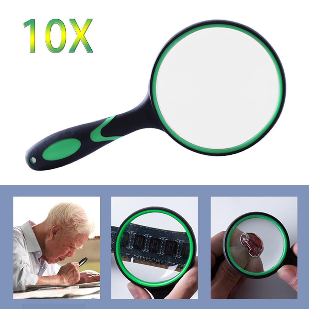 10X Handheld Magnifier Reading Magnifying Glass Lens Jewelry Loupe 50mm-100mm 