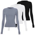 thumbnail image 3 of Rinsvye Womens 3 Piece Long Womens Shirt Sleeve Shirts Basic Crop Womens Compression T Shirt Tops Going Out Fall Mock Neck Long Sleeve Tops for Women Layer Slim Fit Tops, 3 of 3