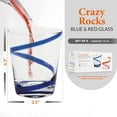 thumbnail image 4 of IMPULSE! Crazy Colored Swirl Drinking Glass Cups, Set of 6 (3 Red & 3 Blue, Rocks) - Transparent, 12oz Capacity - Colored Drinking Glasses, Cocktail Glassware for Whiskey & Mixed Drinks, 4 of 9