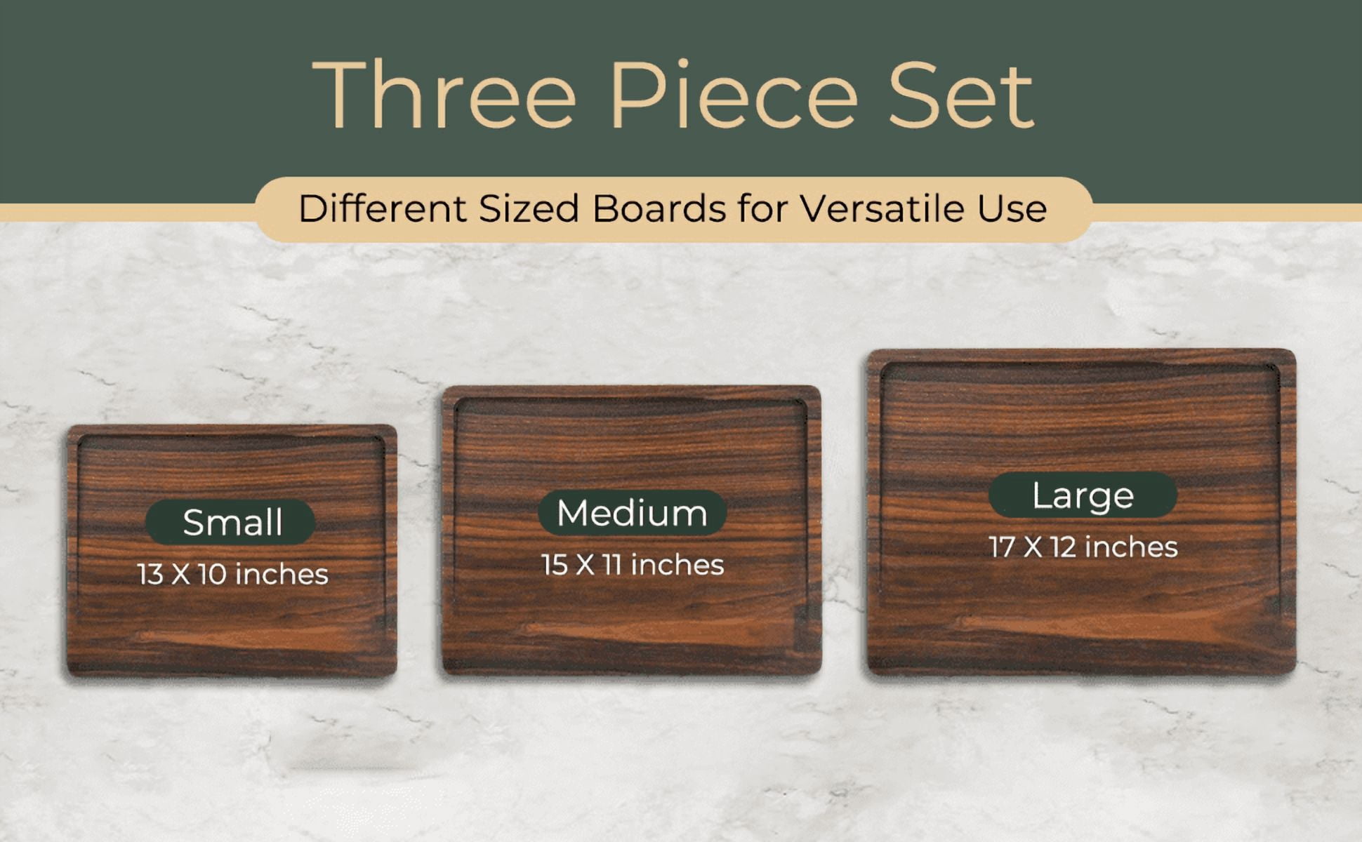Black Walnut 3 piece Cutting Boards with black walnut stand