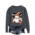 thumbnail image 2 of Inverlee Halloween Sweatshirts for Women Cute Pumpkin Ghost Graphic T-shirt Soft Round Neck Sweatshirt Short Sleeve Dressy Casual Pullover Tops Halloween Gifts, 2 of 5