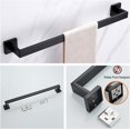 thumbnail image 2 of 10-Pieces Bathroom Hardware Set Matte Black Bathroom Accessories Set SUS304 Towel Bar Set Includes 2 Towel Bar 23.6 Inch+2 Towel Holder+2 Toilet Paper Holder+4 Towel Hook (10, Matte Black), 2 of 6