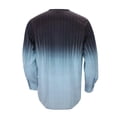 thumbnail image 3 of Mens Polo Shirts Casual Gradient Striped Long Sleeve Ples Size Collarless Tops Fall Loose T Shirts for Man Blue XXXL, 3 of 7