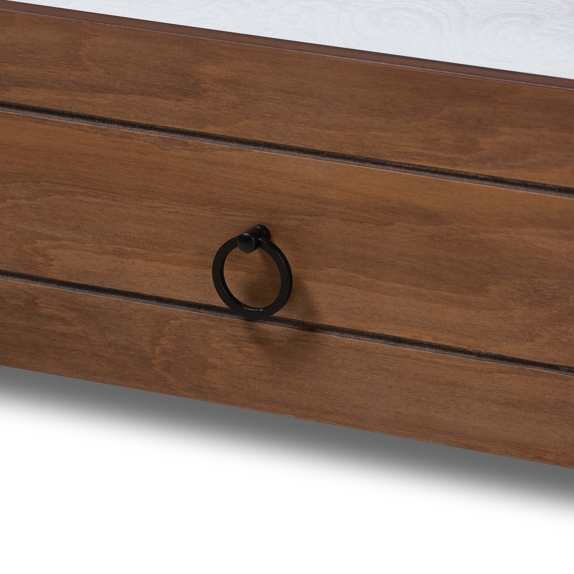Baxton Studio Alya Classic Traditional Farmhouse Walnut Brown Finished Wood Twin Daybed with Roll-Out Trundle Bed, Walnut/Black