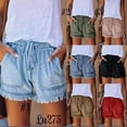 thumbnail image 2 of New elastic waist drawstring casual high waist slim denim shorts women, 2 of 14