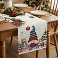thumbnail image 2 of Burlap Table Runner 72 Inches Long,Christmas Tree Gnome Squirrel Cat Non-Slip Kitchen Table Runners for Dining Room Everyday Use Party Table Decorations Winter Poinsettia Xmas Ball, 2 of 9