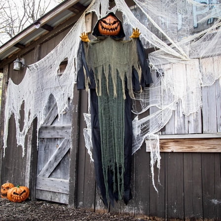 7 Ft. 2 3/4" Light-Up Hanging Big Pumpkin Head Halloween Decoration