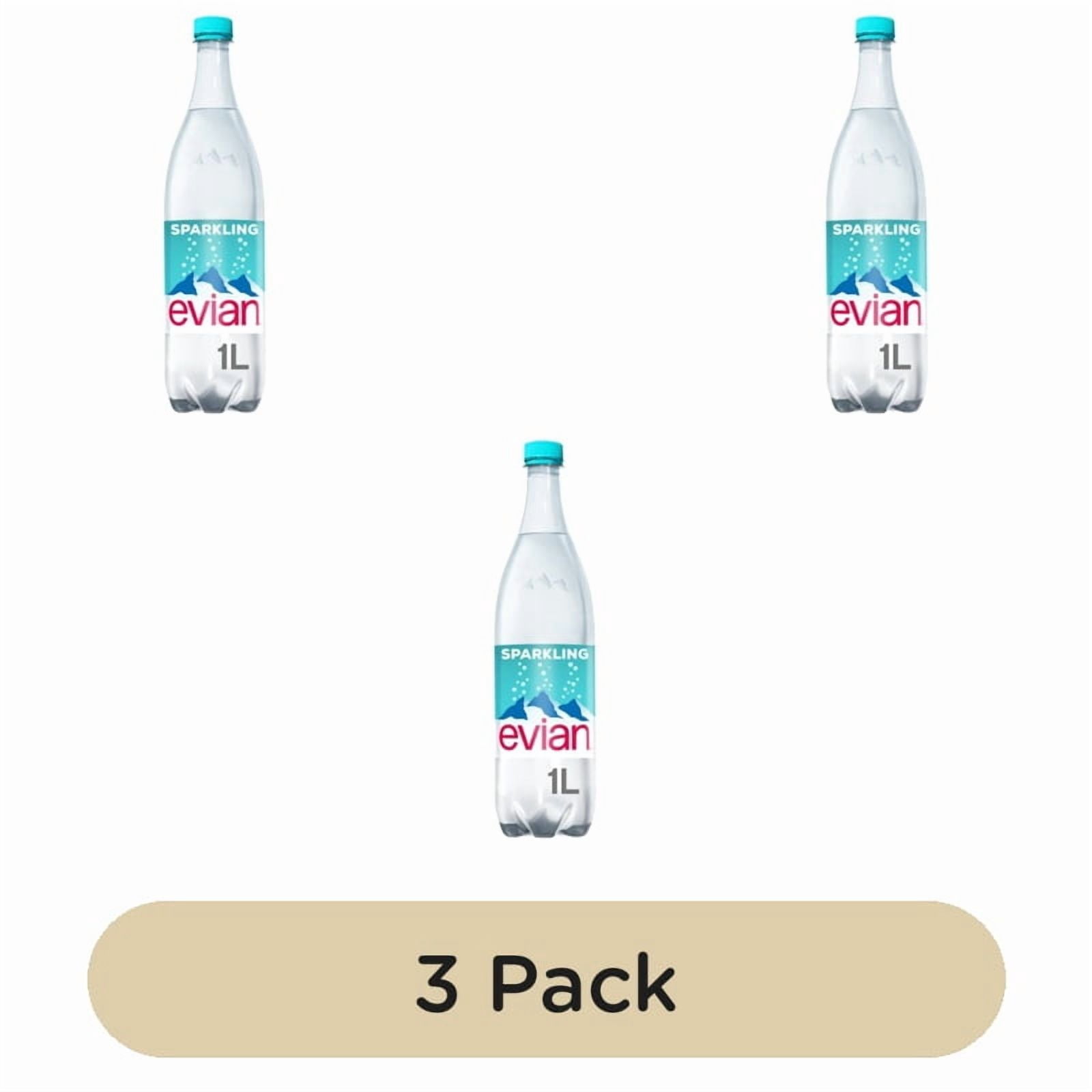 Evian Sparkling Natural Water 1L, British Import (Pack of 3)