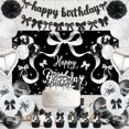 thumbnail image 4 of FL Black Bow Birthday Decorations, Happy Birthday Banner Balloons Hanging Swirls Cake Topper Kit, Bow Tie Themed Party Photo Background Backdrop, 4 of 7