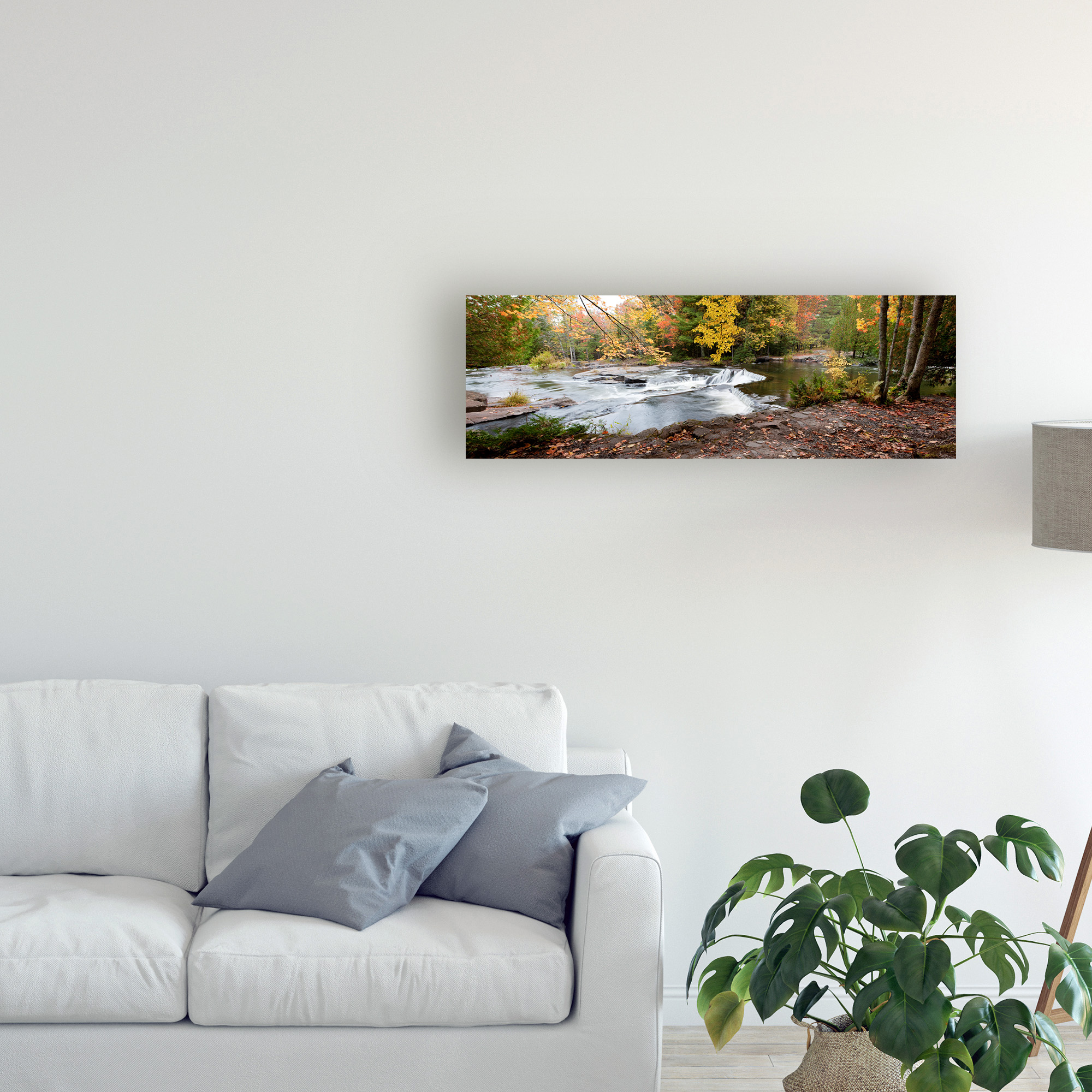 Trademark Fine Art 'Bond Falls Panorama In Fall Bruce Crossing Michigan' Canvas Art by Monte Nagler