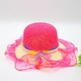thumbnail image 2 of Fancifize Little Girls Straw Hat with Ribbon Summer Beach Sun Protection Hat Toddler Baby Outdoor Bucket Hats 3-7Y, 2 of 3