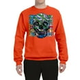 thumbnail image 2 of Wild Bobby, Colorful Abstract Skull Face Streetwear Unisex Crewneck Graphic Sweatshirt, Orange, 2XL, 2 of 3