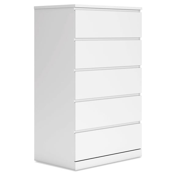 Signature Design by Ashley Onita Modern 5 Drawer Tall Dresser, White
