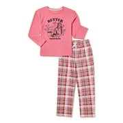 Wonder Nation Girls Long Sleeve Pullover and Pants, 2-Piece Pajama Set, Size 4-18 & Plus