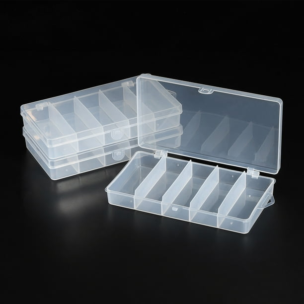 Unique Bargains Fishing Tackle Box, 3 Pack 6.9 X 3.5 X 1.1 Inch Plastic 5 Grids Lure Bait Hooks Accessory Organizer Storage Container, Clear Clear 6.9