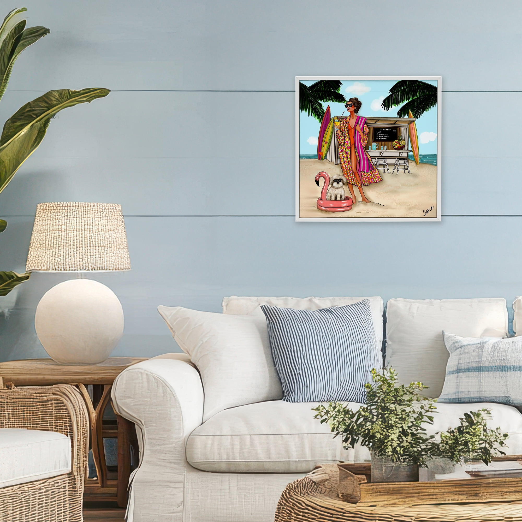 Stupell Industries Beach Girl in Summer Sun White Framed Giclee Art, design by Tara Boone