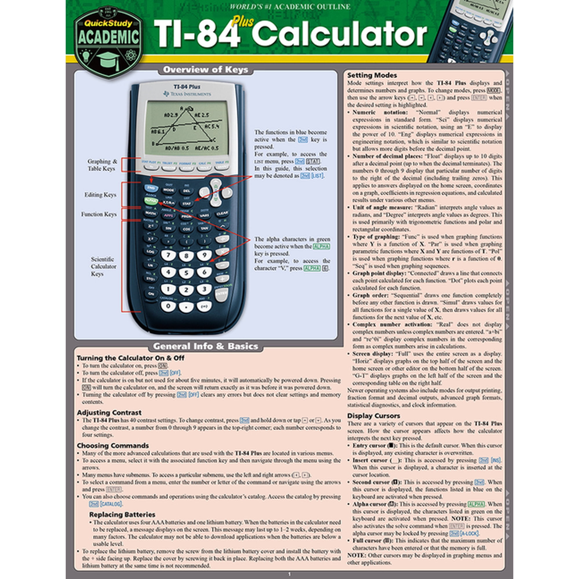 Ti 84 Plus Calculator: A Quickstudy Laminated Reference Guide, (Paperback)