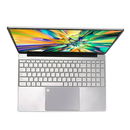 15.6-inch Laptop with 8GB RAM, 128GB SSD, Quad-Core Processor, HD Screen (1920x1080), WIFI, Backlit Keyboard, Lightweight Silver Design, Ideal for Various Power Supplies (100-240V)