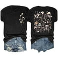 thumbnail image 1 of Aqestyerly T-Shirt Blouse à Manches Courtes Imprimé à Col Rond Décontracté d'Été pour Femme, Haut Aéré de Tous les Jours avec Imprimé Stylé HWRETIE, 1 of 6