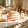 thumbnail image 2 of DefiDgd Waterproof Striped Makeup Bag,Seashell Shaped Cosmetic Bags with Zipper,Travel Beach Vacation Daily Use Essentials for Women(D), 2 of 8