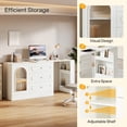 thumbnail image 2 of Fnova Rotatable L-Shaped Computer Desk with 3 Drawers, Cabinet, Reversible Corner Design with Adjustable Shelves, Home Office Workstation Writing Table for Bedroom, 2 of 20