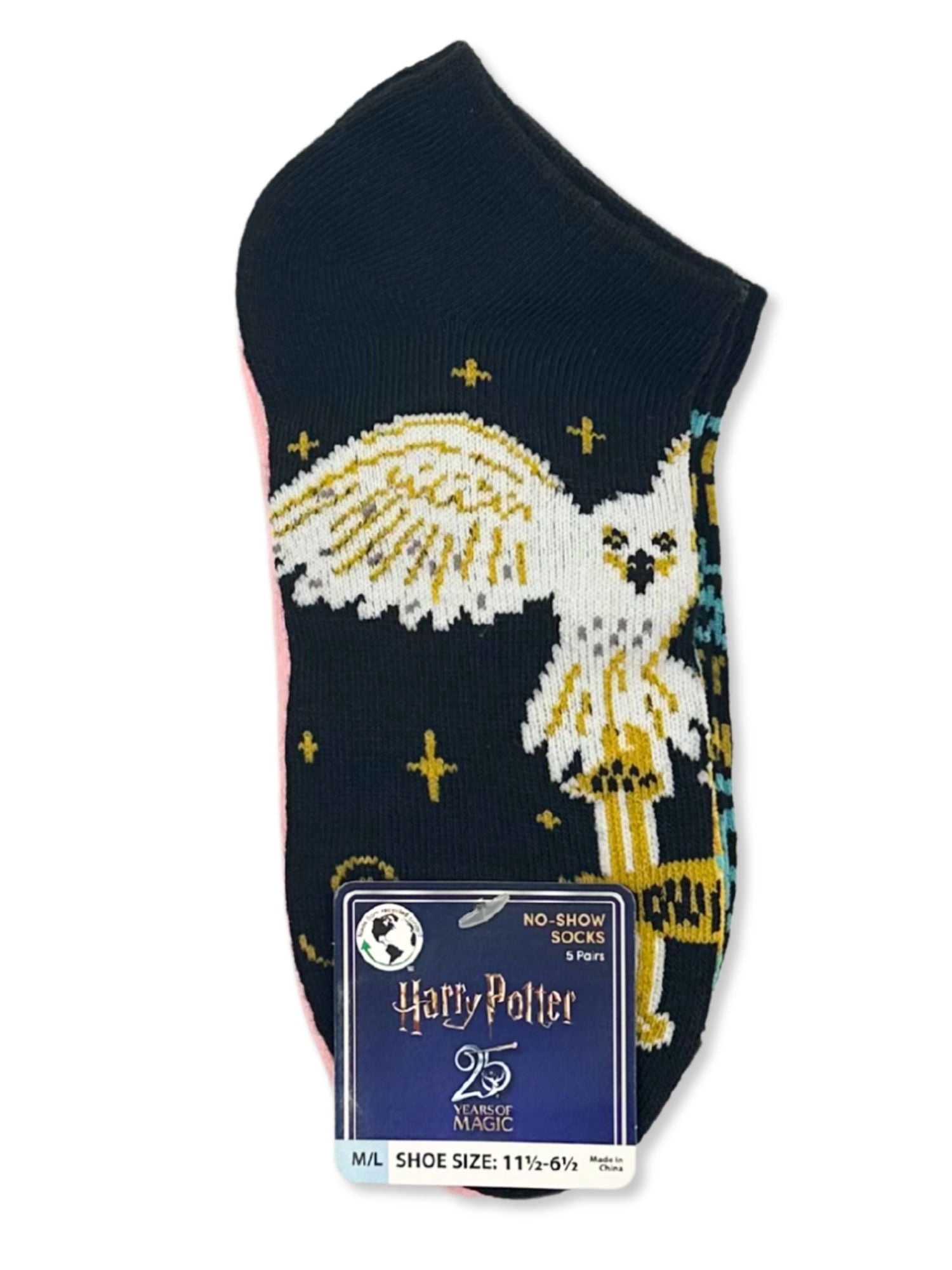 Harry Potter Girls No-Show Socks, 5-Pack, Sizes S/M-M/L