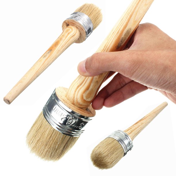 50mm Dia Wax Paint Wooden Handle Round Bristle Chalk Oil Painting Paint