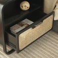 thumbnail image 4 of SAFAVIEH Yates Contemporary 1 Drawer Nightstand,Black/Natural Rattan, 4 of 14