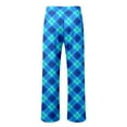 thumbnail image 6 of Men Pajama Pants Plaid Stretch Comfy Lounge Pants Drawstring Waist Sleep Bottoms with Pockets Halloween Christmas Loose Fit Pj Bottoms (4-Blue, XX-Large), 6 of 6